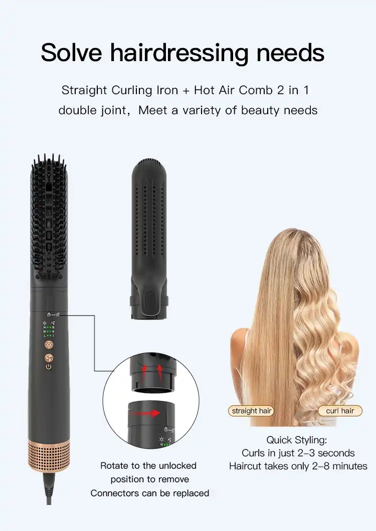 Cold Air 3-in-1 Hair Straightener Curling Iron With Hair Brush