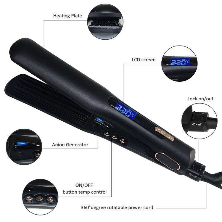 Wide Plate with Negative Ionic Hair Straightening Iron