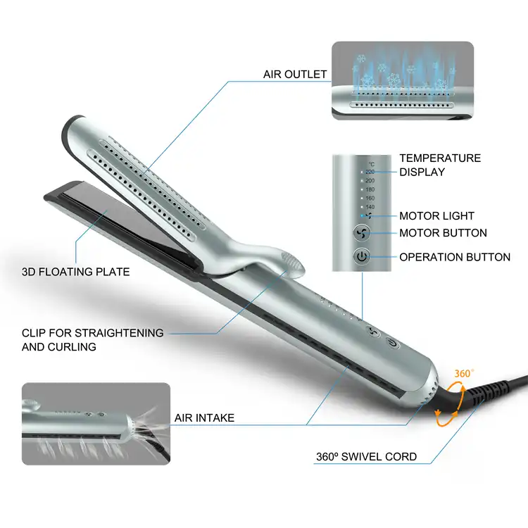 3.360° Airflow Cooling Flat Iron Hair Straightener hair Curler